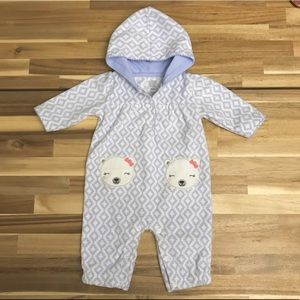 Carter's Baby Girl Hooded Fleece Jumpsuit Sz 3 Mo